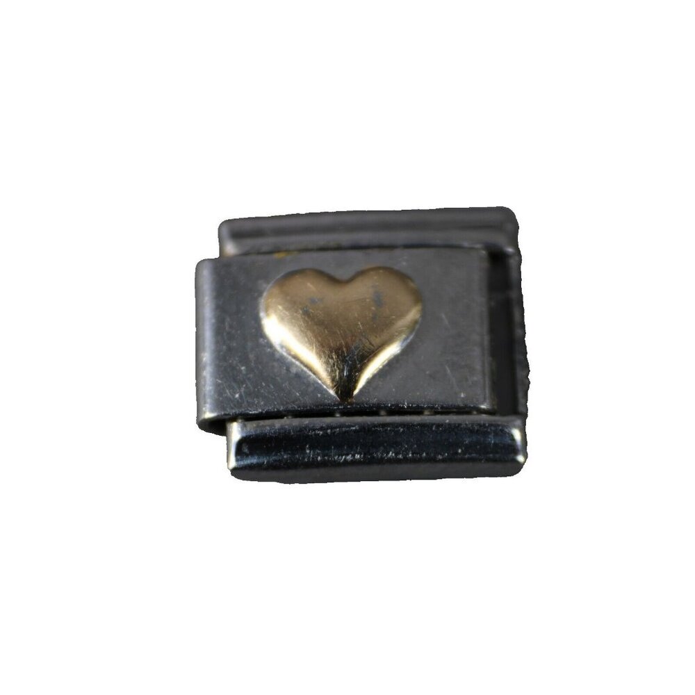 Charmed Gold Heart Stainless Steel Elastic Stretch Chain Link Italian Charm